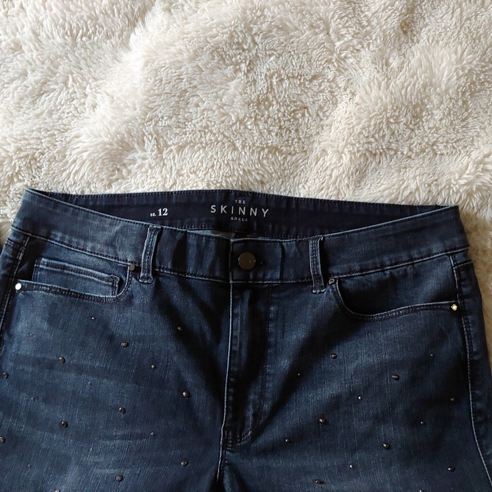 White House Black Market sparkly the skinny ankle jeans size 12 - Picture 6 of 15